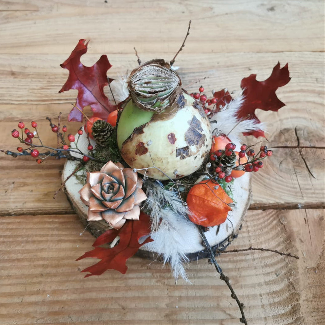 Amaryllisbol op houten schijf